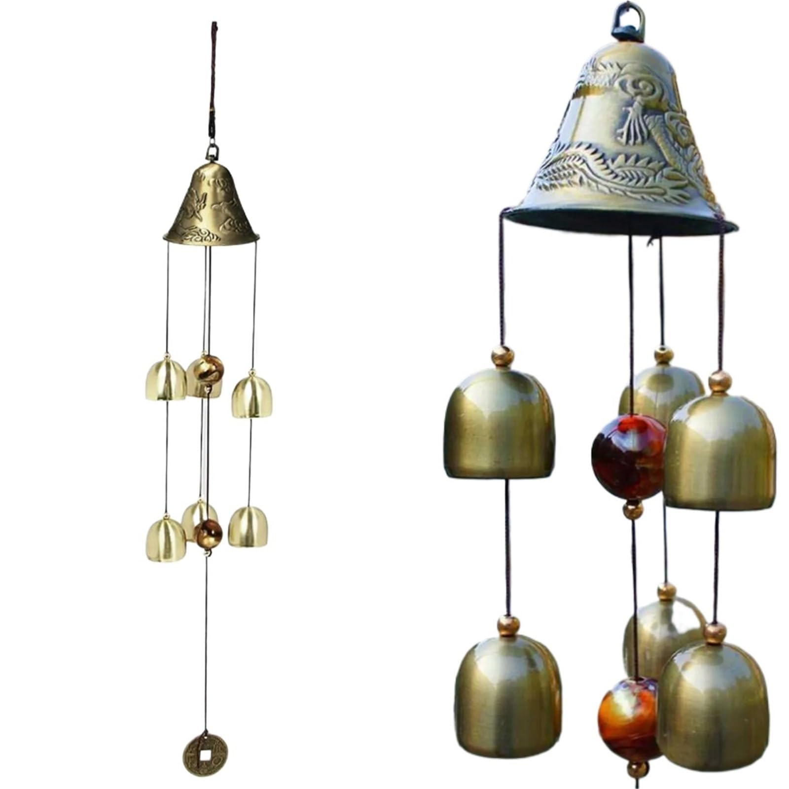 Wind Chimes Outdoor Elegant Brass Wind Chime With 6 Bells For Indoor And Outdoor Decor Garden Patio Hanging Ornament