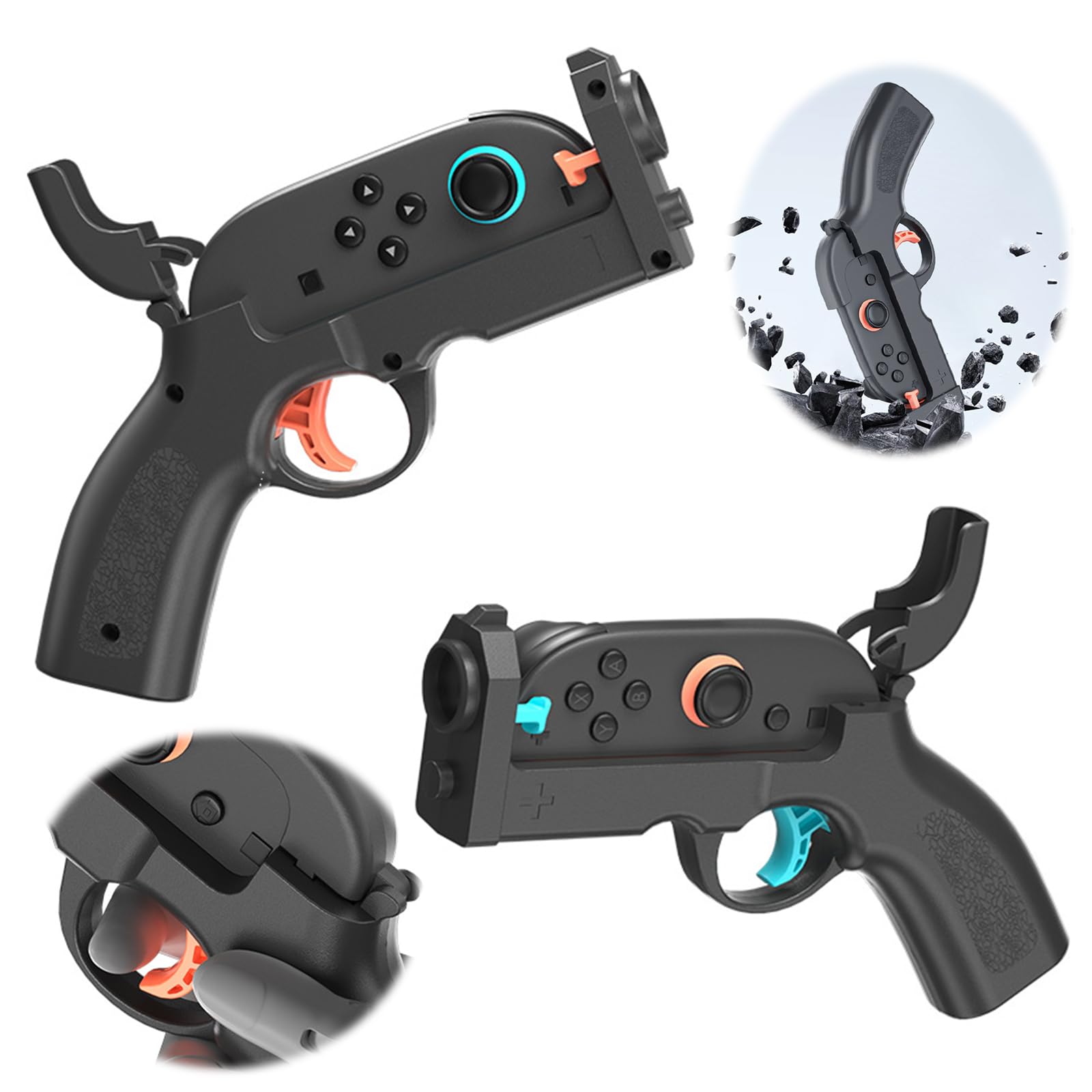 HTU Kit de disparo para Switch 2, empuñadura con forma de pistola y controladores