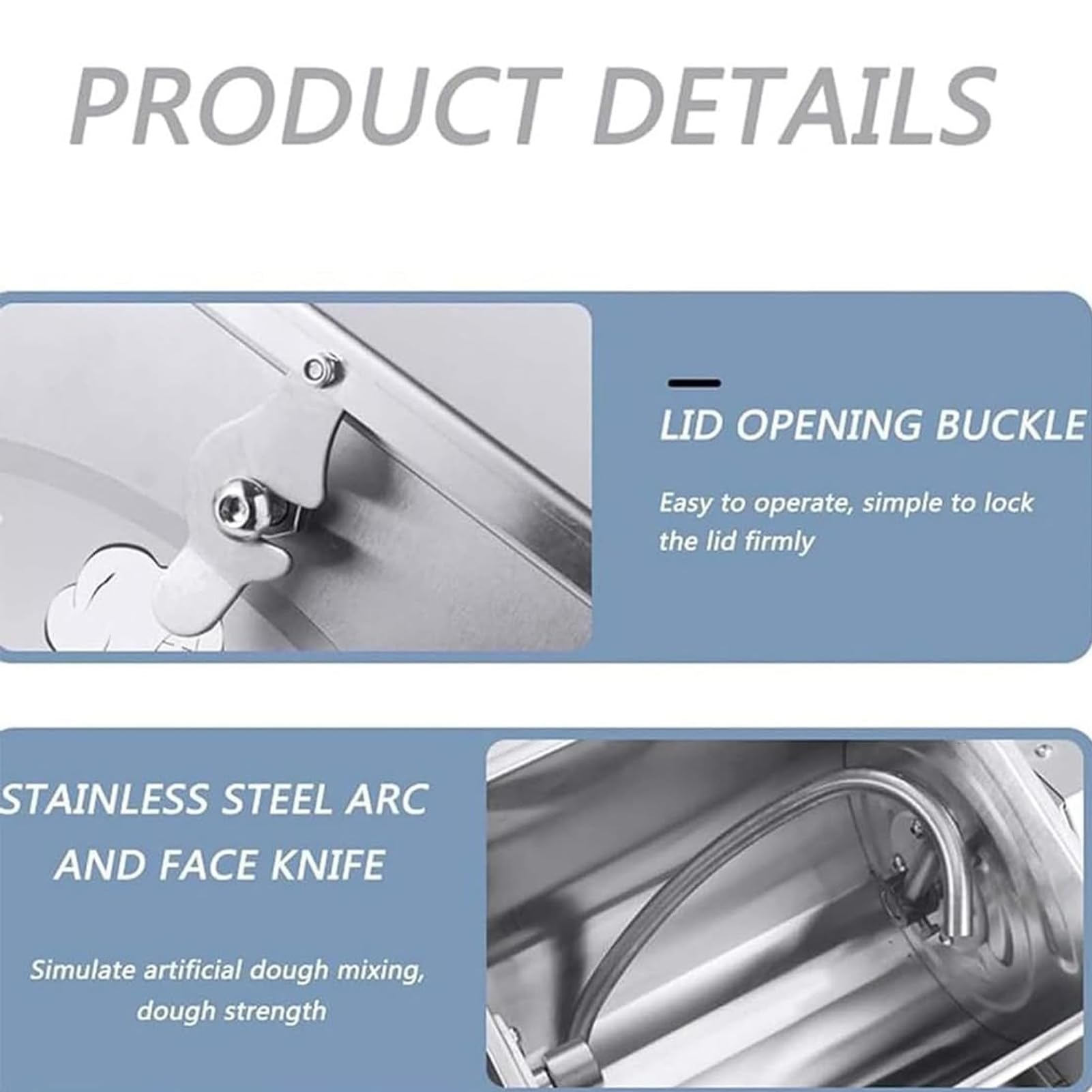 Batidora Industrial de Acero Inoxidable de 1100 W/1500 W, amasadora eléctrica de Cocina con Temporizador para Pan, Pizza y Fideos - Batidora de Alta Resistencia