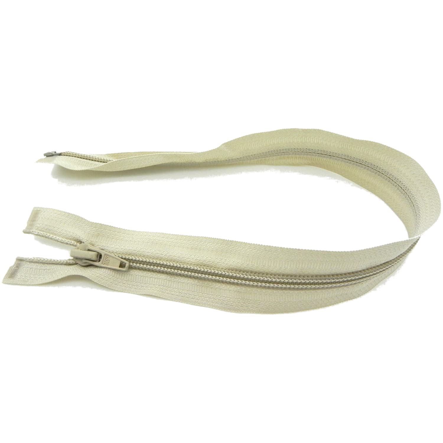 45 cm Zipper, Open Ended Separating Nylon Spiral Coil Zip, Size No #5 (Beige)