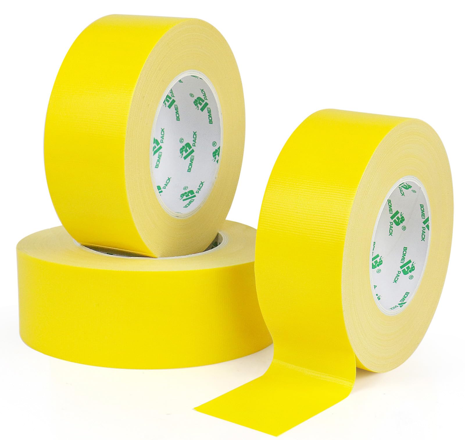 BOMEI PACK 3 Rolls Light Yellow Duct Tape 50mm x 50m Sticky Gaffer Tape Waterproofing Ducts Fixing Heavy Duty Moving Boxes Sealing Strapping DIY Decoration labeling