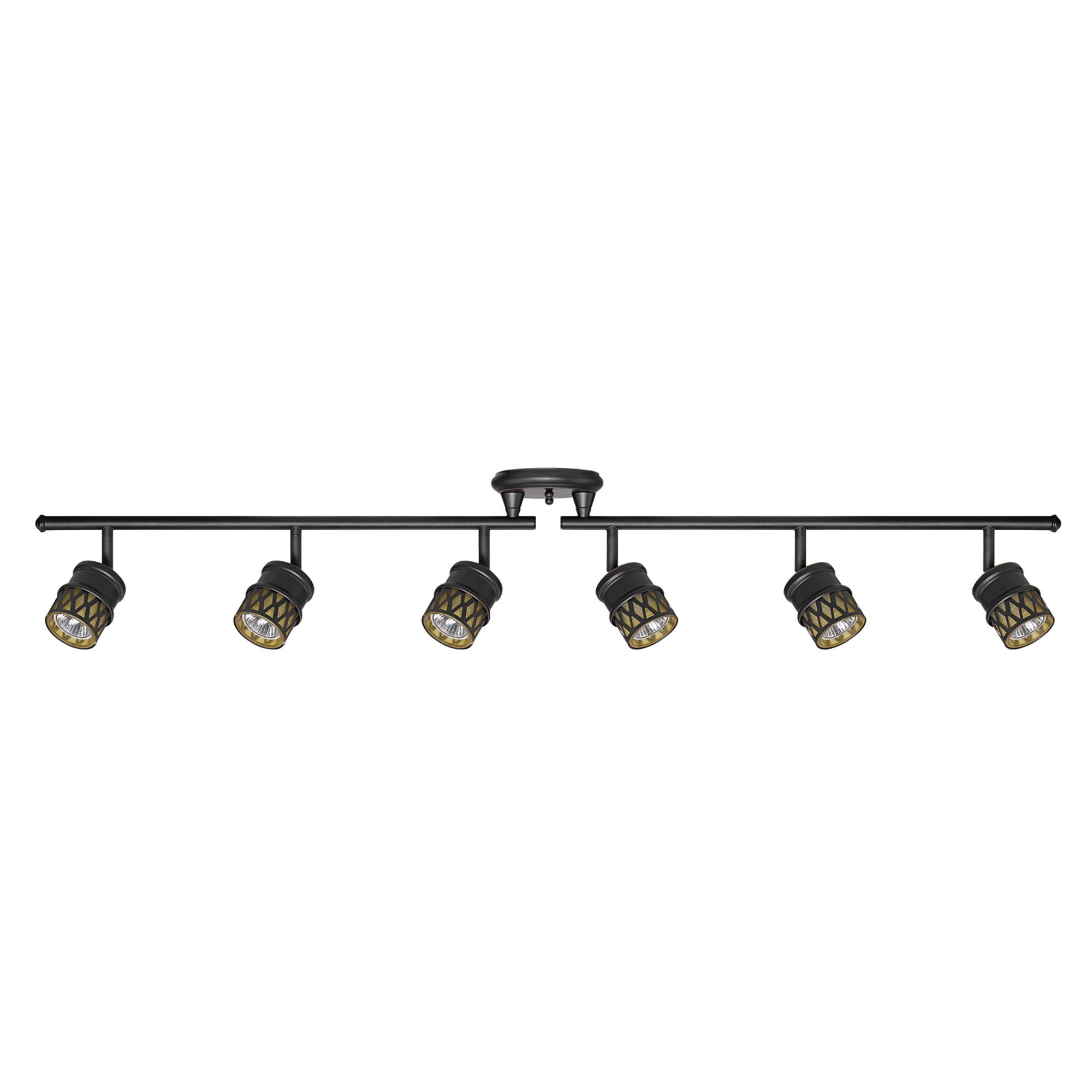 Globe Electric 59086 Kearney 6-Light Foldable Track Lighting, Oil Rubbed Bronze Finish, Champagne Glass Shades, Bulbs Included 7.95"