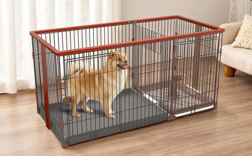 Amazon | YumeTail 犬ケージ 犬ゲージ 犬用ケージ、二重スペース設計