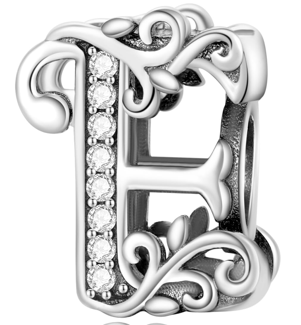 FLUFLO Charm Anhänger Damen Buchstabe A-Z für Armband 925 Sterling Silber Charms Beads passend für Pandora Armband und Halskette, Kompatibel mit Europäischen Armbänder für Frauen Mädchen X240