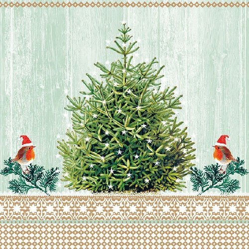AmbientePaper Napkins Lunch/Party/ca. 33x33cm Little Robins - Christmas - Ideal As A Gift and Decoration