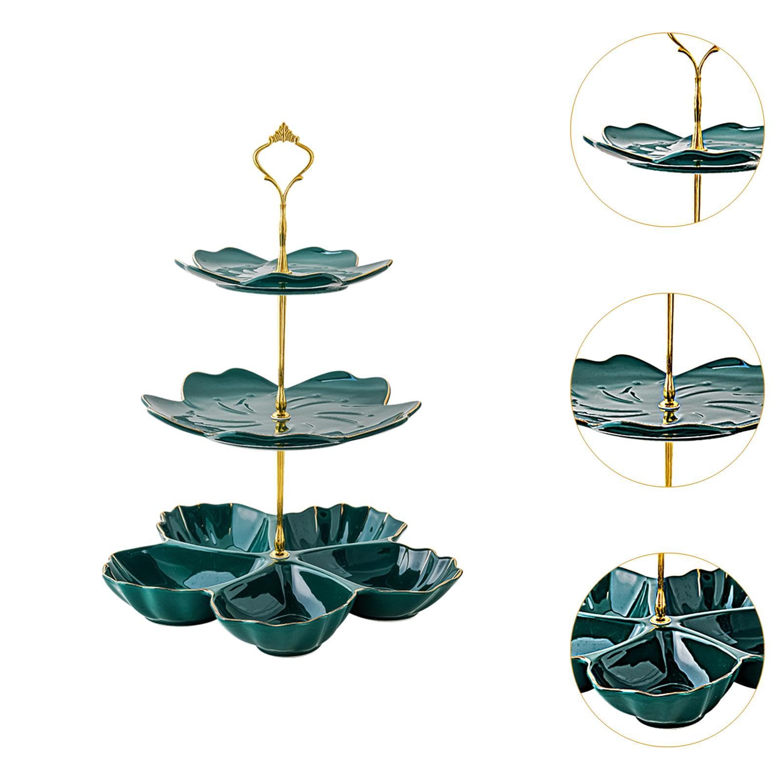 Soporte para Pasteles de Varios Niveles Hecho de, Soporte para Postres, Decoración del Hogar, Bandeja para Servir Postres, 3 Niveles Verde, Individual