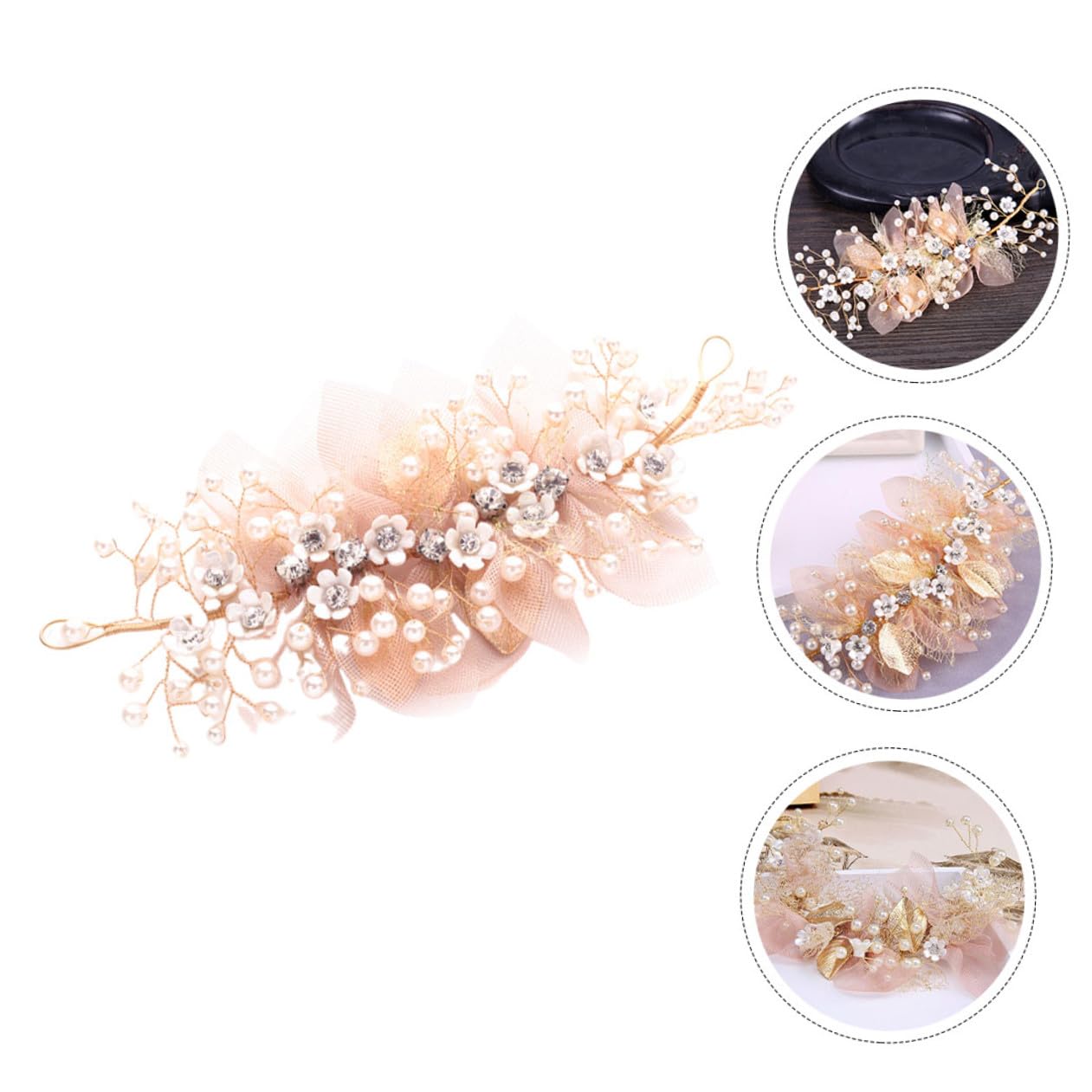 VICASKY 5 Pezzi Fascia Sposa con Artificiali Leggera e Accessorio Cerimonia per Damigelle e Matrimonio Decorativa per Acconciature Romantiche