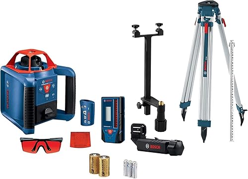 BOSCH GRL900-20HVK REVOLVE Kit láser rotativo horizontal/vertical autonivelante, incluye trípode, varilla de grado, receptor, baterías 2 D, funda de