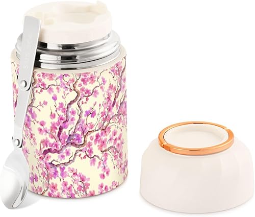 Cherry Blossom Food Jar with Spoon Stainless Steel Vacuum Insulated Food Container 17 oz Food Flask for Hot Food disponible en Yaxa Venezuela