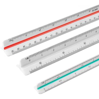 Set of 3 Triangular Scale Ruler 30 cm