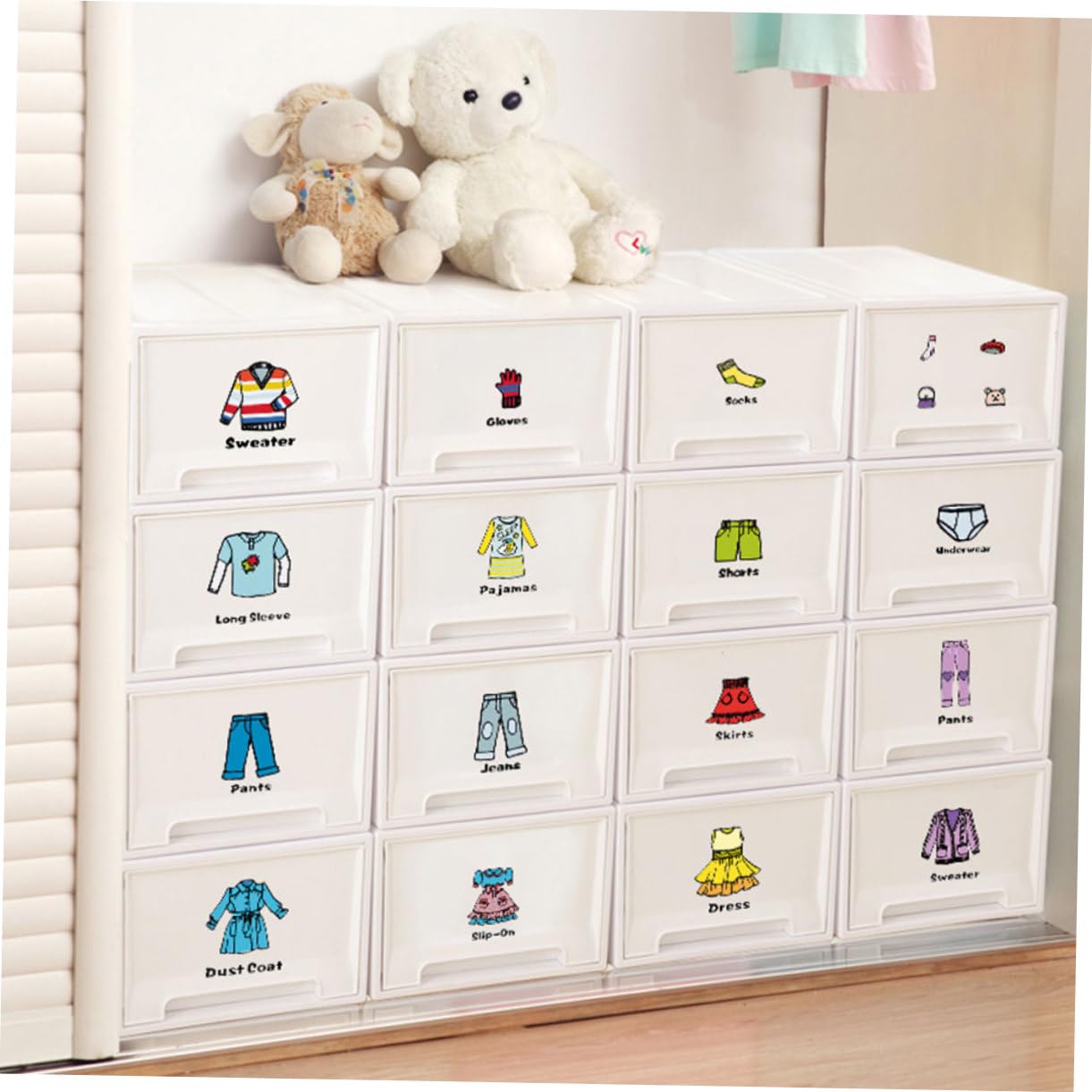 TOYANDONA Self-Adhesive Clothing Sort Stickers for Wardrobe Drawer Organization with Pictures and Text Removable Clothes Classification Labels for Home Storage and Nursery Decoration Decals - Image 3