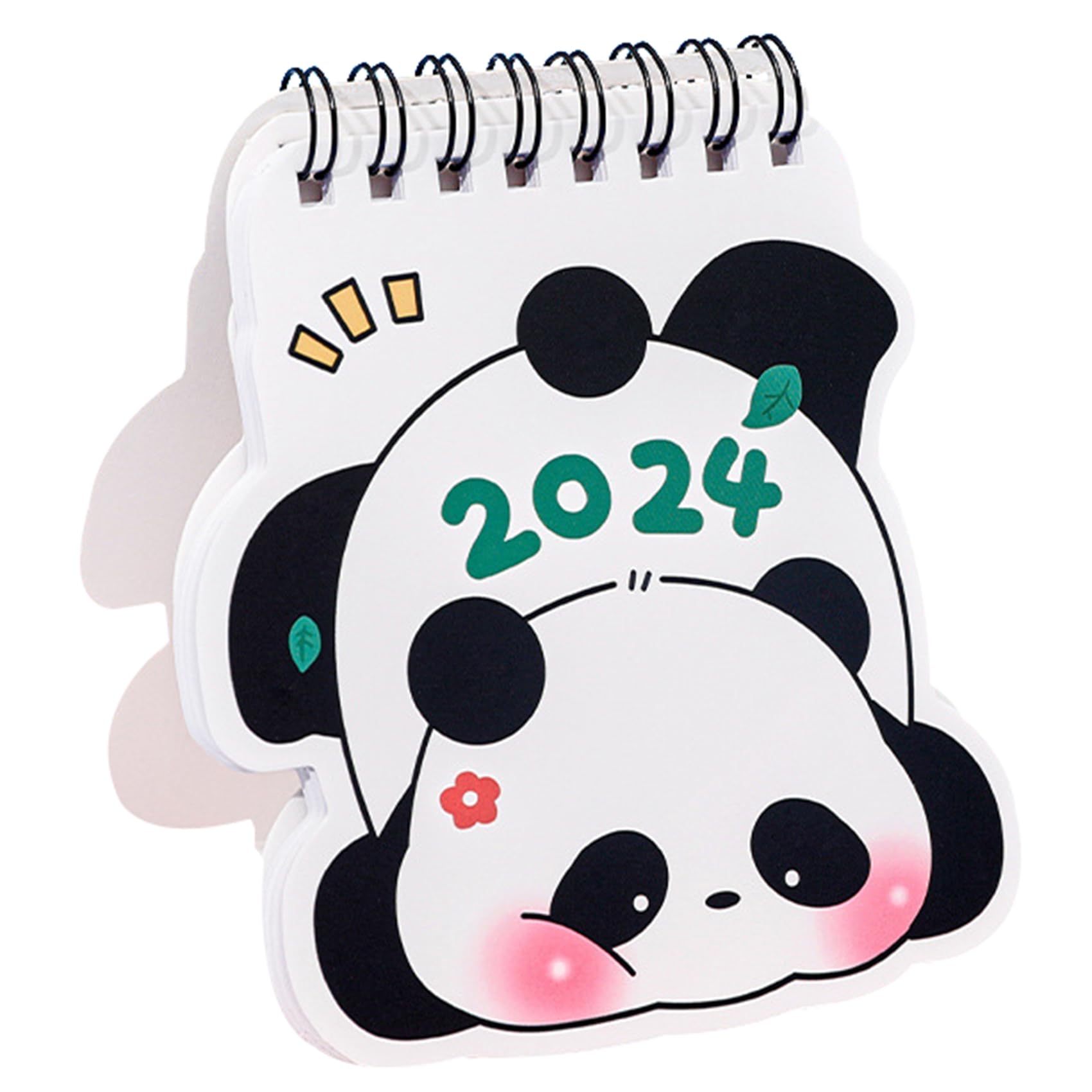 2024 Mini Desk Calendar Standing Planner Cute Panda Calendar 4.5" x 3.9" - Flower (Oct. 2024 to Dec. 2024)