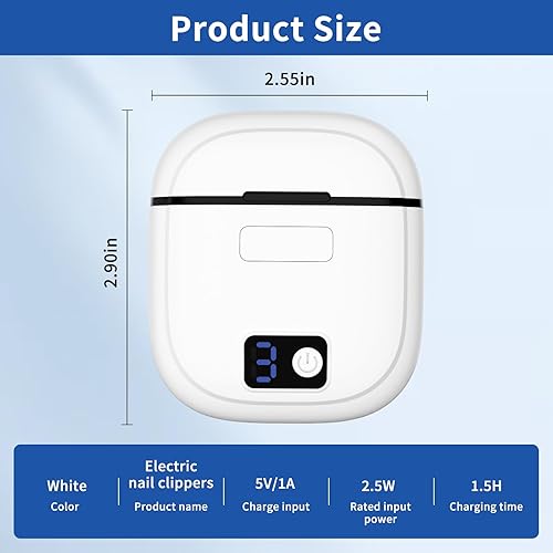 Miniatura 7 de Cortaúñas eléctrico automático para uñas de los pies, cortaúñas eléctrico inteligente, engranajes de 3 velocidades ajustables con luz LED