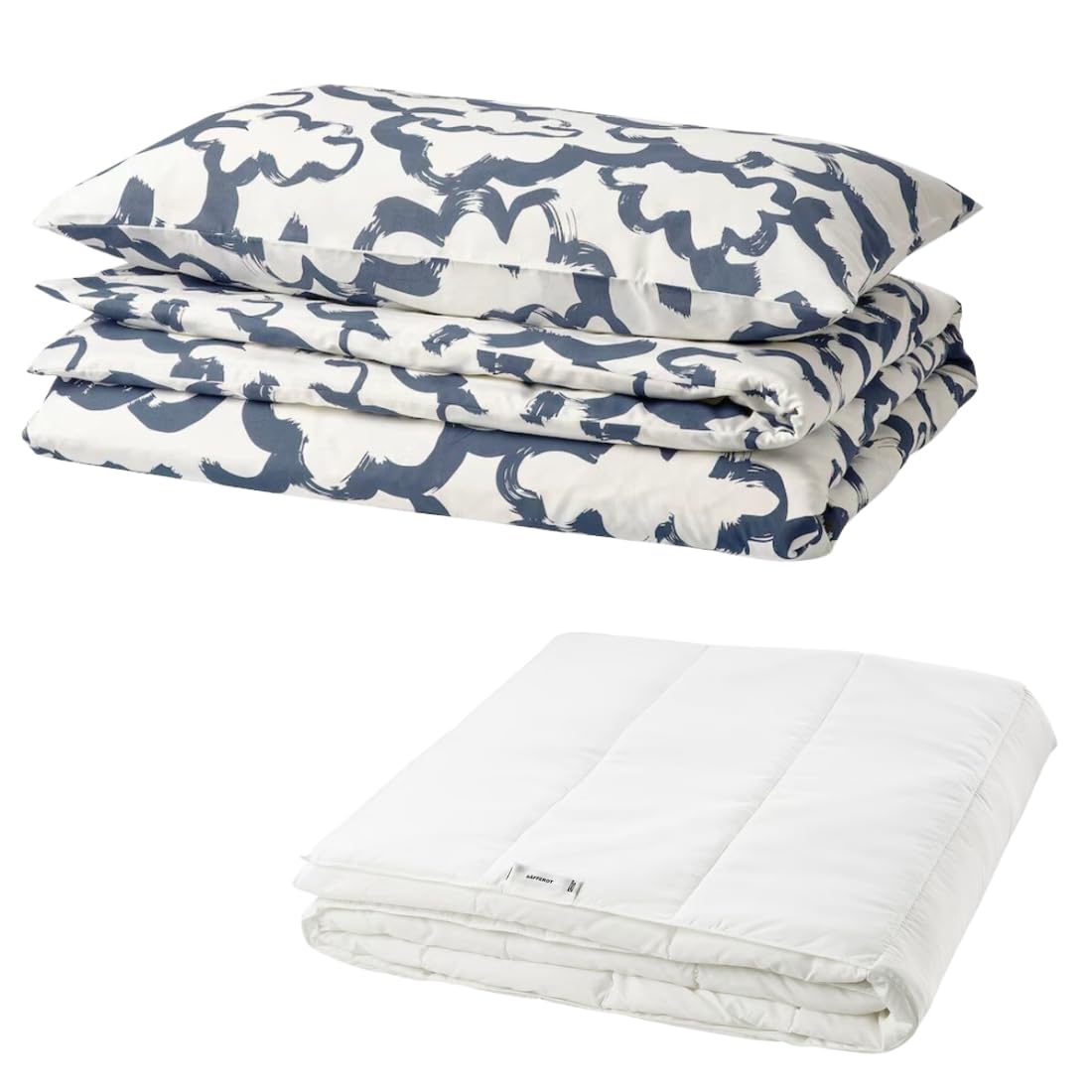Ikea Cloud Pattern Bedding Set, Single Bed Duvet Cover with Pillowcase and SÄFFEROT Light Warm Duvet, White Blue Design, 150x200 cm-image-30