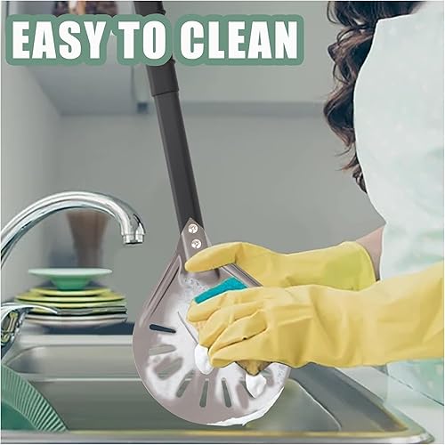 Miniatura 6 de Pala de torneado de pizza de 7 pulgadas redonda de aluminio perforada con mango de metal, paleta de pizza para accesorios de horno de pizza casera