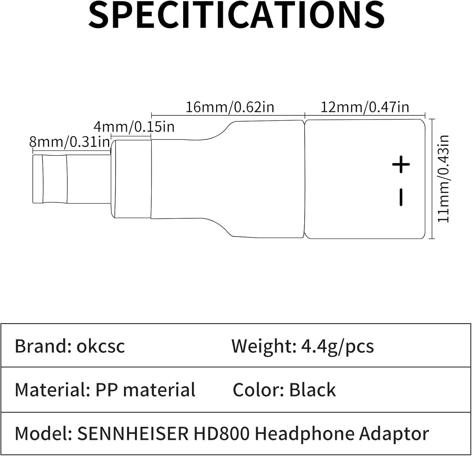 okcsc HD580 Male to HD800 Female Headphone Adapter Compatible with Sennheiser HD580/HD650/HD600/HD800S/HD660S2 1 Pair