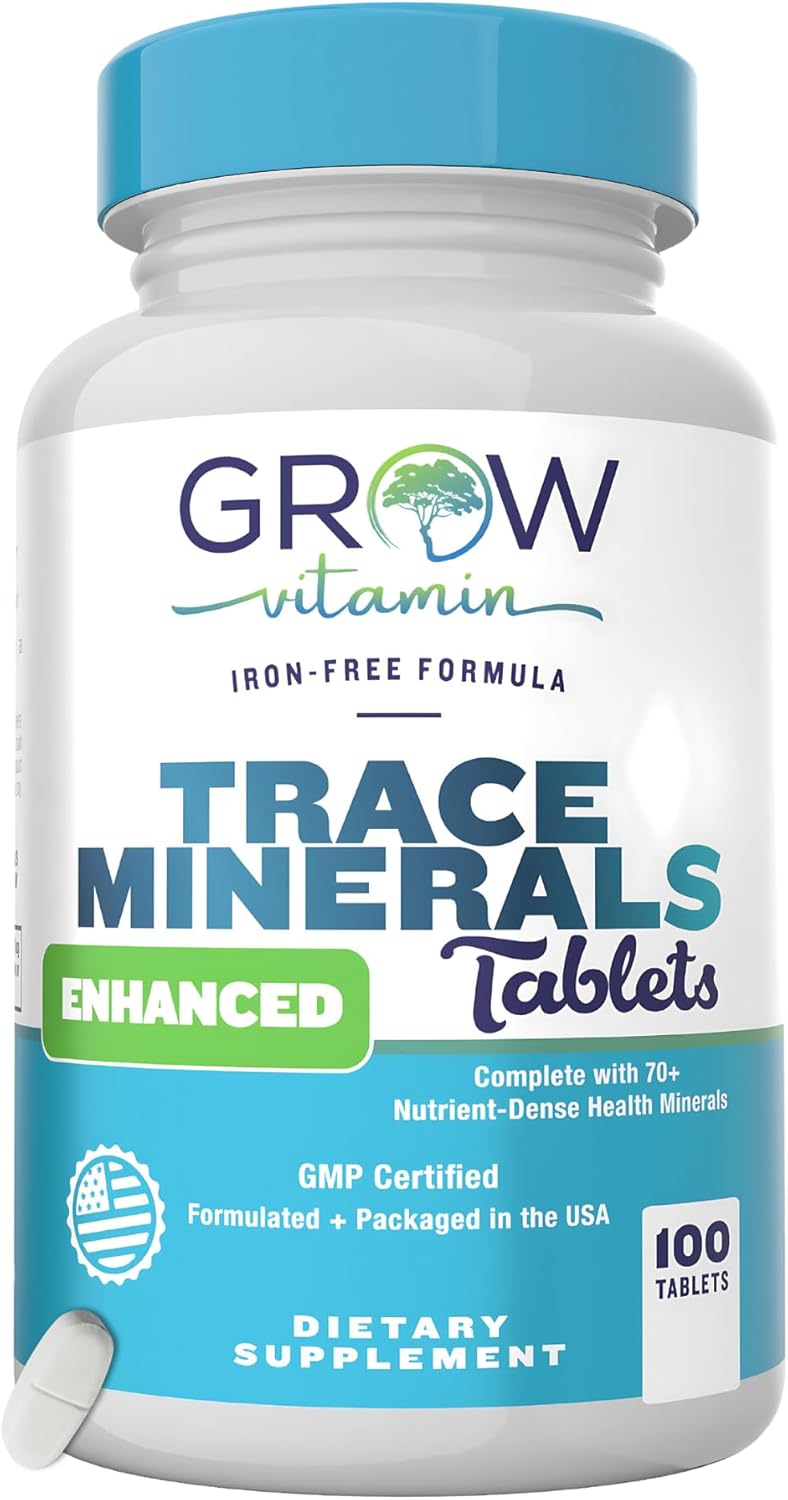 grow vitamin Trace Minerals Enhanced Complex – Complete with 70+ Nutrient-Dense Health Mineral – 100% Natural Ingredients – 100 Tablets grow vitamin Trace Minerals Enhanced Complex – Complete with 70+ Nutrient-Dense Health Mineral – 100% Natural Ingredients – 100 Tablets
