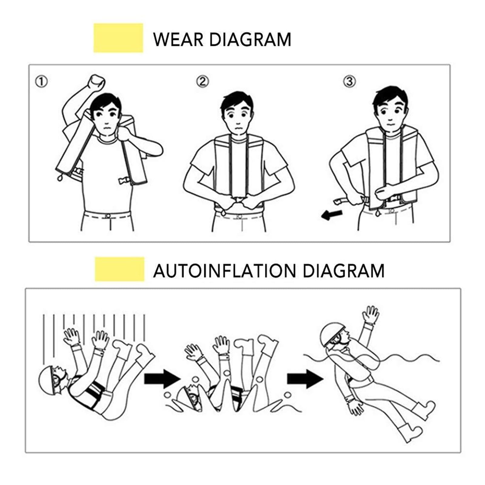 Kayka Veste gonflable automatique pour adultes bateau pêche kayak