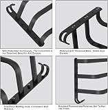 HONPHIER Towel Rails Wall Mounted 3 Tier Towel Rack With Hooks Space Aluminum Towel Rack Bathroom Towel Holder No Fading Towel Shelves For Kitchen Bathroom Toilet Hotel Office (Black, 50CM) - 3