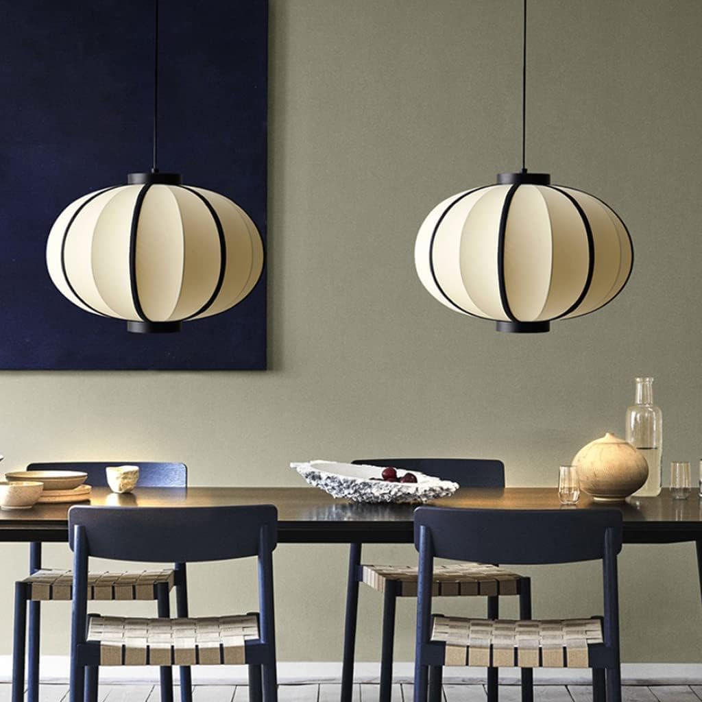 LIOONS Handmade Chinese Lanterns, Fabric Cast Iron Paper Lantern Lamp, Chandelier E27 Lamp Decoration Hanging Lantern
