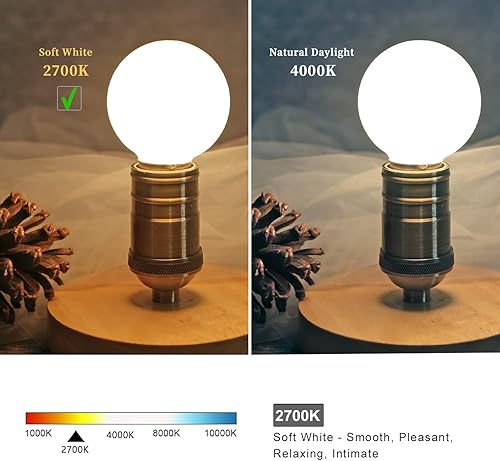 Miniatura 5 de Paquete de 6 bombillas LED G19 (G60), bombillas LED regulables de 4.5 W equivalentes a 40 W, blanco cálido 2700 K, 500 lm, base E26, bombillas de