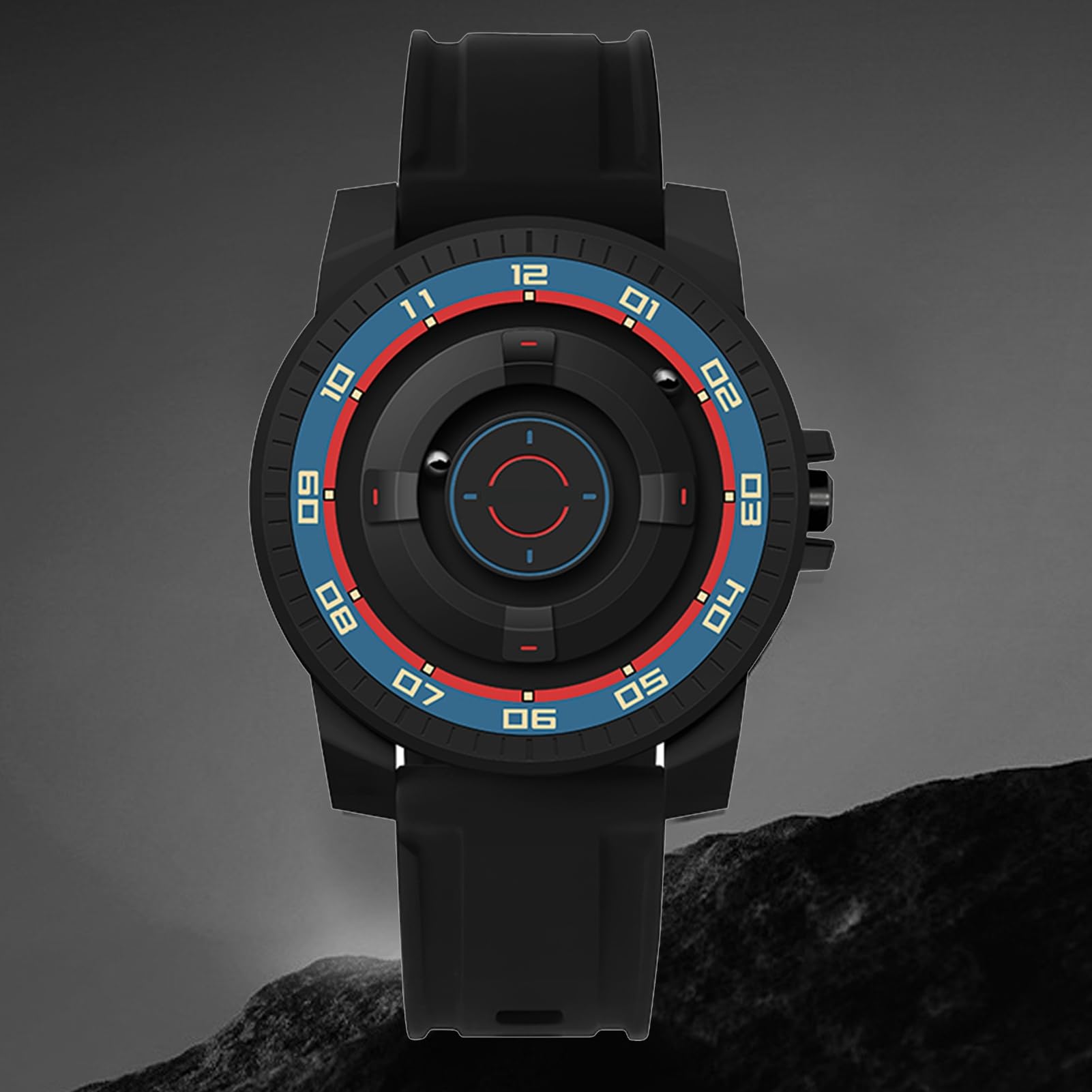 Pilipane Orologio in sospensione magnetica innovativa orologio da polso in quarzo impermeabile fresco per coppie design unisex con guscio nero con shell forte e display a specchio 41mm