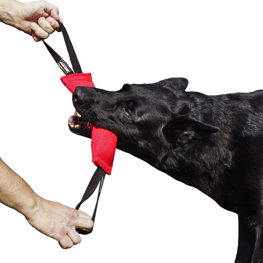 Dingo Gear Baumwolle-Nylon Beißwurst für Hundetraining IGP IPO Obiedence Schutzhund Hundesport 28 x 7 cm, 2 Griffen Rot S00064