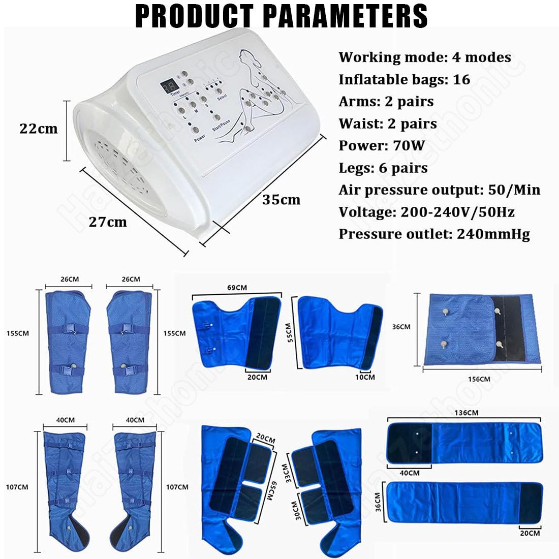 Masajeador Compresión Aire Presoterapia para Hogar, 4 Programas,3 Niveles Intensidad, | 16airbag,Masaje Secuencials,Masaje Piernas/Brazo/Abdomen