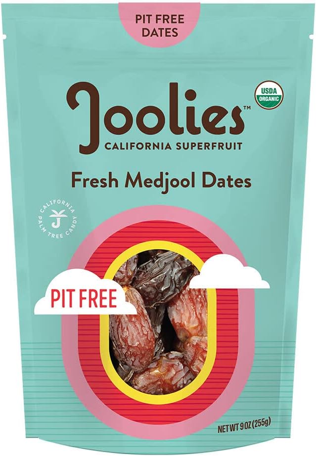 Joolies Organic Pit-Free Medjool Dates | 9 Ounce Pouch| Fresh California Grown Fruit | Vegan, Gluten-Free, Paleo, No Sugar Added | Great Source of Fiber & Antioxidants