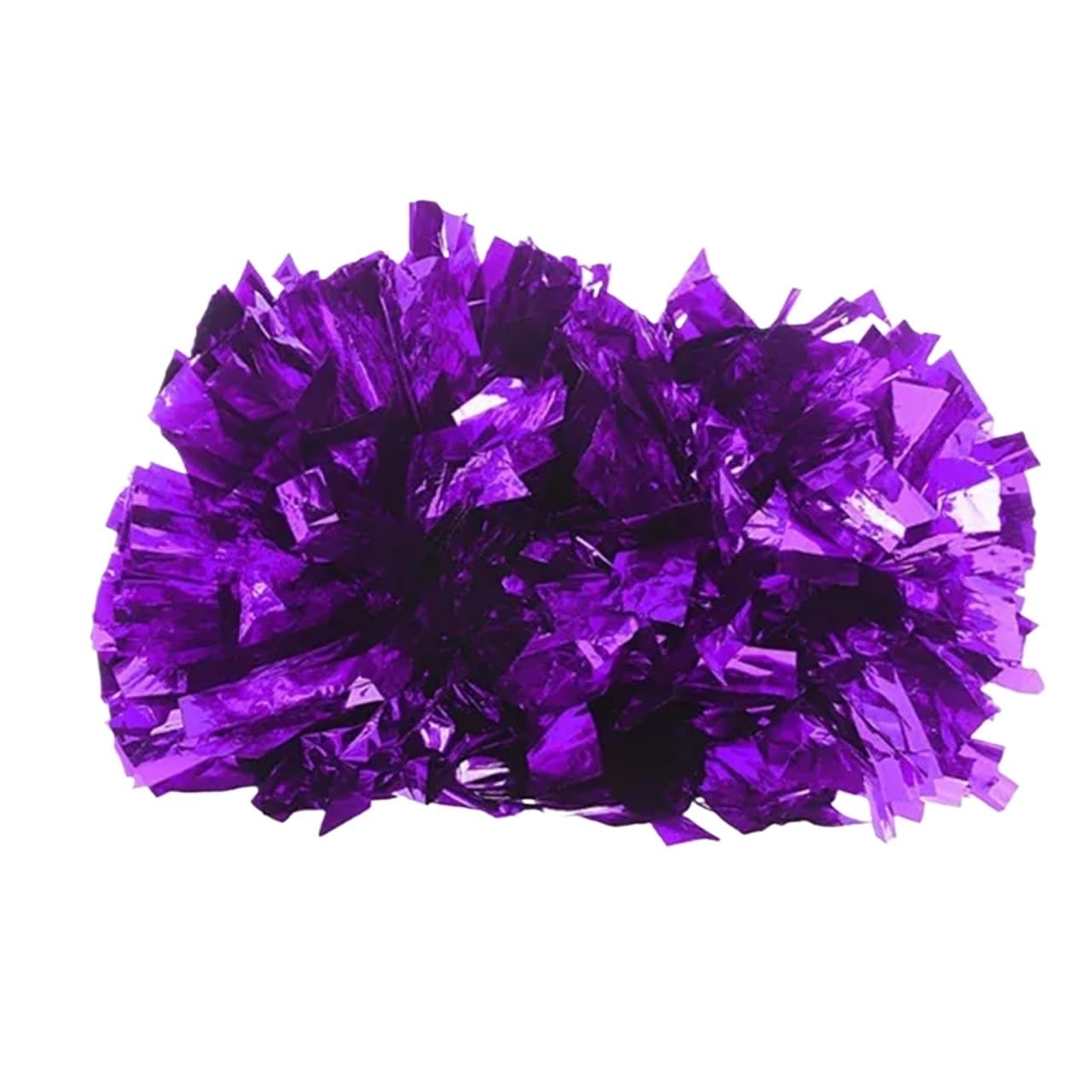 Glitter Metallic Foil Pompoms, Cheerleading Pom Poms Multicolor 6 Pcs(Purple)