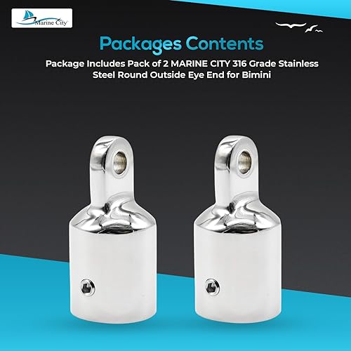 Miniatura 7 de MARINE CITY Extremo exterior redondo de acero inoxidable de grado 316 para Bimini Top 1 pulgada para marines - Barcos - Barcos - Yates