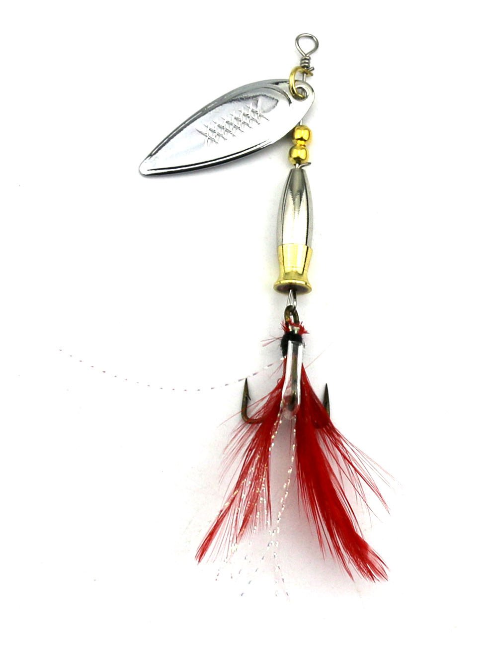 5PCS piuma ami da pesca, Rooster Tail, Fishing spinner Spoon esche ruotabile Inline Bass pesca alla trota affrontare esche 8 cm-8.6g Spinners, Spinnerbaits, Blade spinner esche