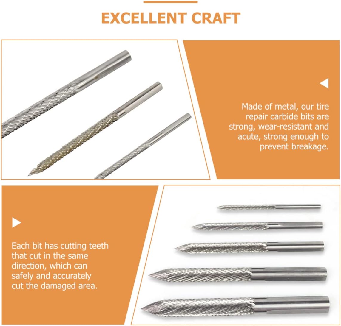 Gatuida 3sets Automobile Tire Plug Drill Bit Kit Cutting Tool Drill Reamer for Tire Repair