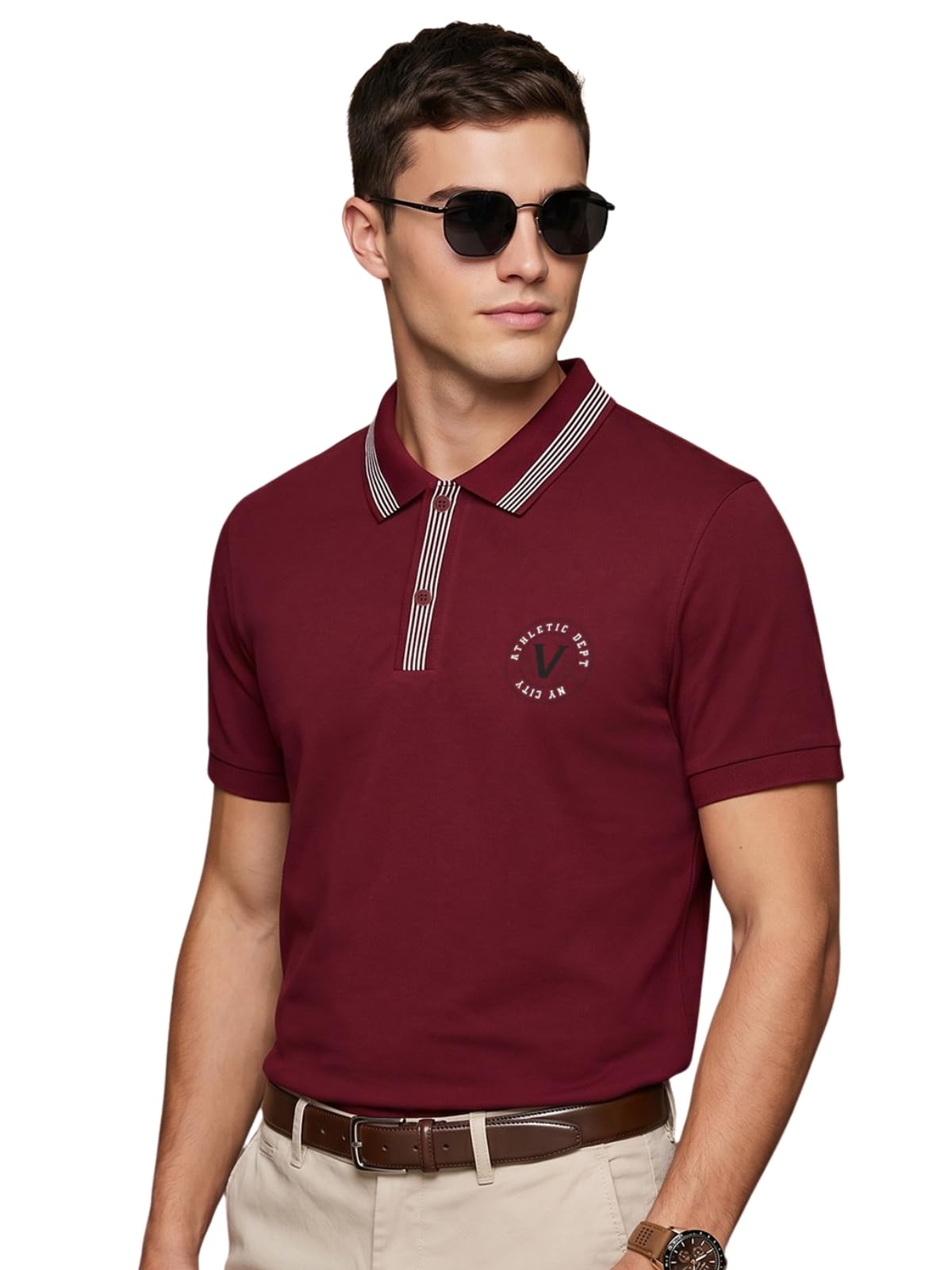 veirdo Men's Polo T-Shirt | Regular Fit | Stylish Casual Collar T-Shirt for Men | Stylish Patchwork | Everyday Wear S to XXL-picture-56