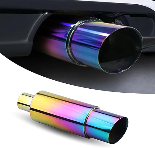 cueclue 1 tubo recto de escape modificado para el sonido del automóvil, accesorios de silenciador de escape de vehículo de 14.3 x 3.5 pulgadas,
