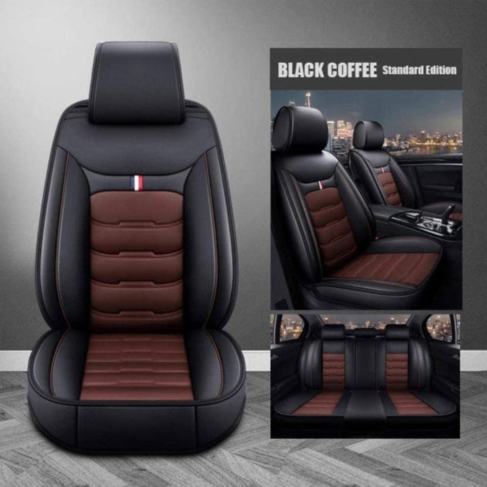 ISTOVO Cuero Fundas ​Asientos Coche para SE-AT Cupra Formentor 1.5 TSI Act, Delanteros Y Traseros Impermeable Cómodo Protector Seat Interior Accesorios,F/Black-Coffee