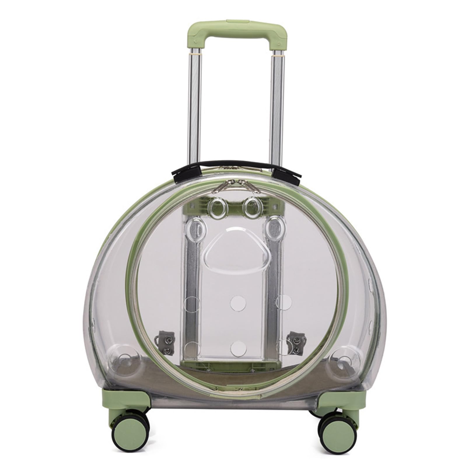 Cat Carrier with Wheels, Breathable & Transparent Rolling Cat Carrier, Wear Resistant Portable Cat Carrier Hard for Small Pets Kittens Dogs Rabbits Travelling(Light Green)