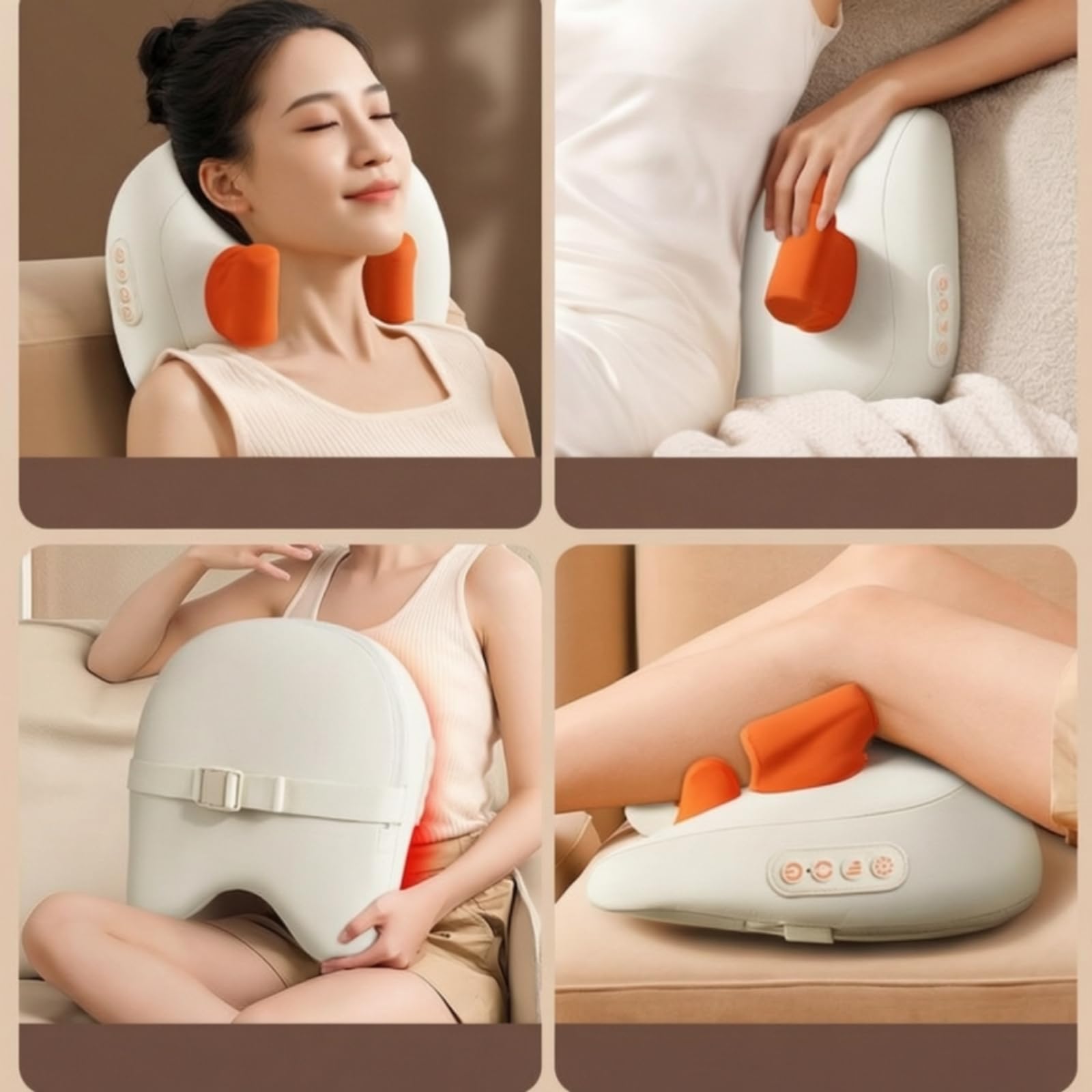 Sharplace Nackenmassagekissen Elektrisches Massagekissen Massagegerät Nackenstütze Rückenstütze mit Zwei Oberen Und Zwei Unteren Knoten für Tiefenkneten für Büro Auto Zuhause Reise, Grau, Modern