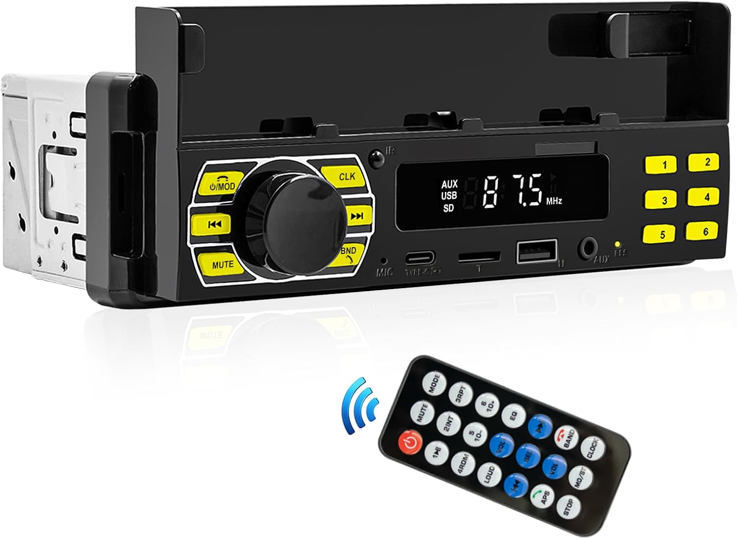Single Din Car Stereo Bluetooth Radio with Phone Holder 7 Color