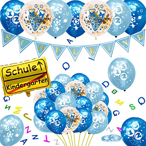 Einschulung Deko Set XXL - Komplettset Mit Ballons & Girlanden Für Schulkind-Party