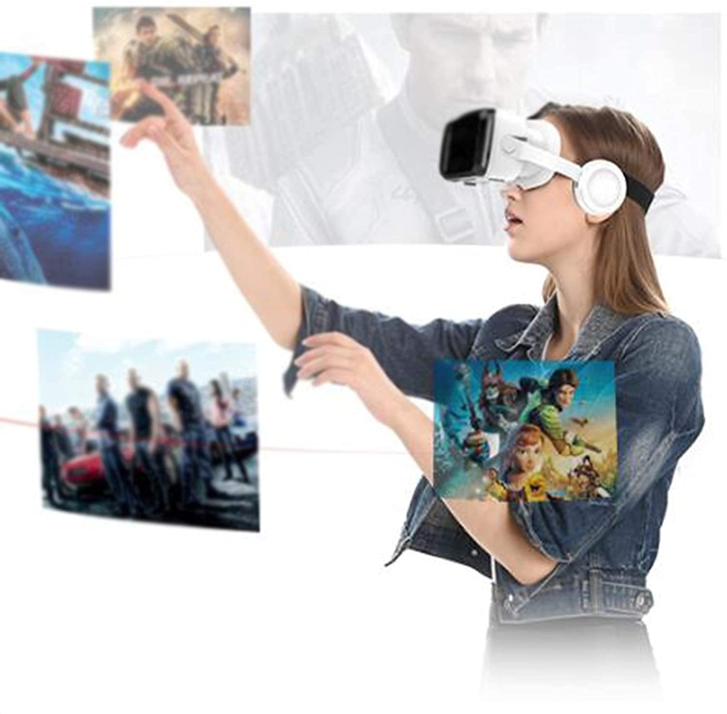 Occhiali VR, Console somatosensoriale Console Virtual Reality Smart all-in-One VR Games Auricolare con Pulsante Multifunzione Bluetooth Wireless
