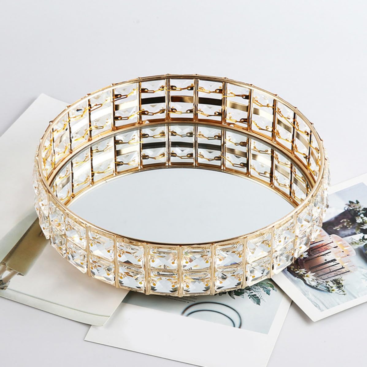 Ciieeo Vassoio Decorativo Rotondo in Ferro Oro 25cm per Casa