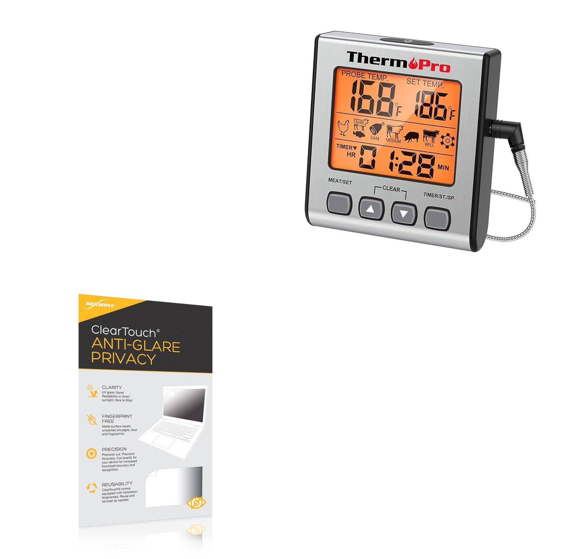 BoxWave Screen Protector Compatible with ThermoPro TP16S - ClearTouch Anti-Glare Privacy (2-Pack), Privacy Screen Protector Flexible Film Anti-Glare