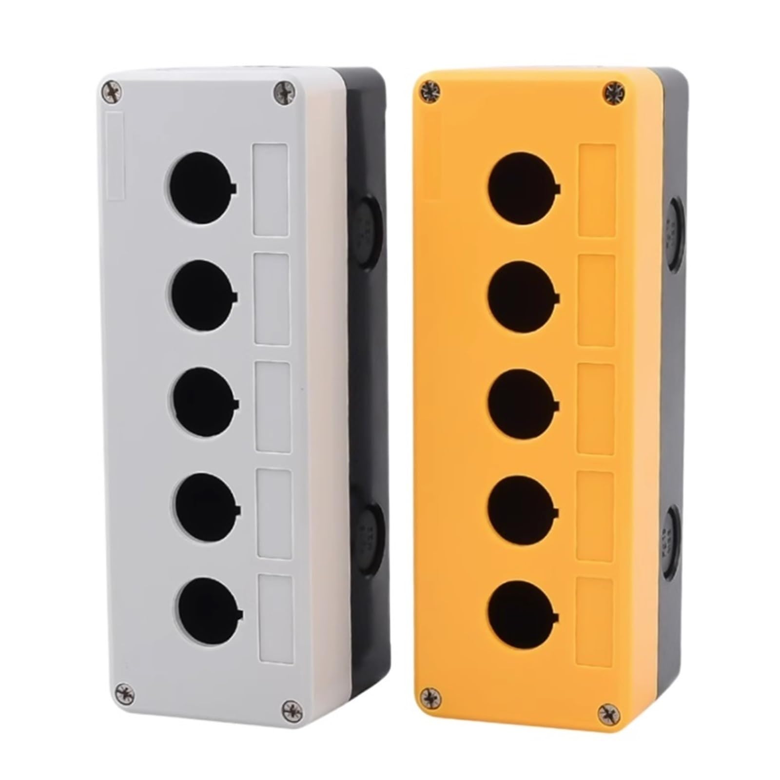 Boîtier de commande à boutons-poussoirs Boîtier de commande d'interrupteur étanche, bouton 5 trous, indicateur de position industriel, boîtier d'arrêt d'urgence en plastique, 22 mm(5 hole white)