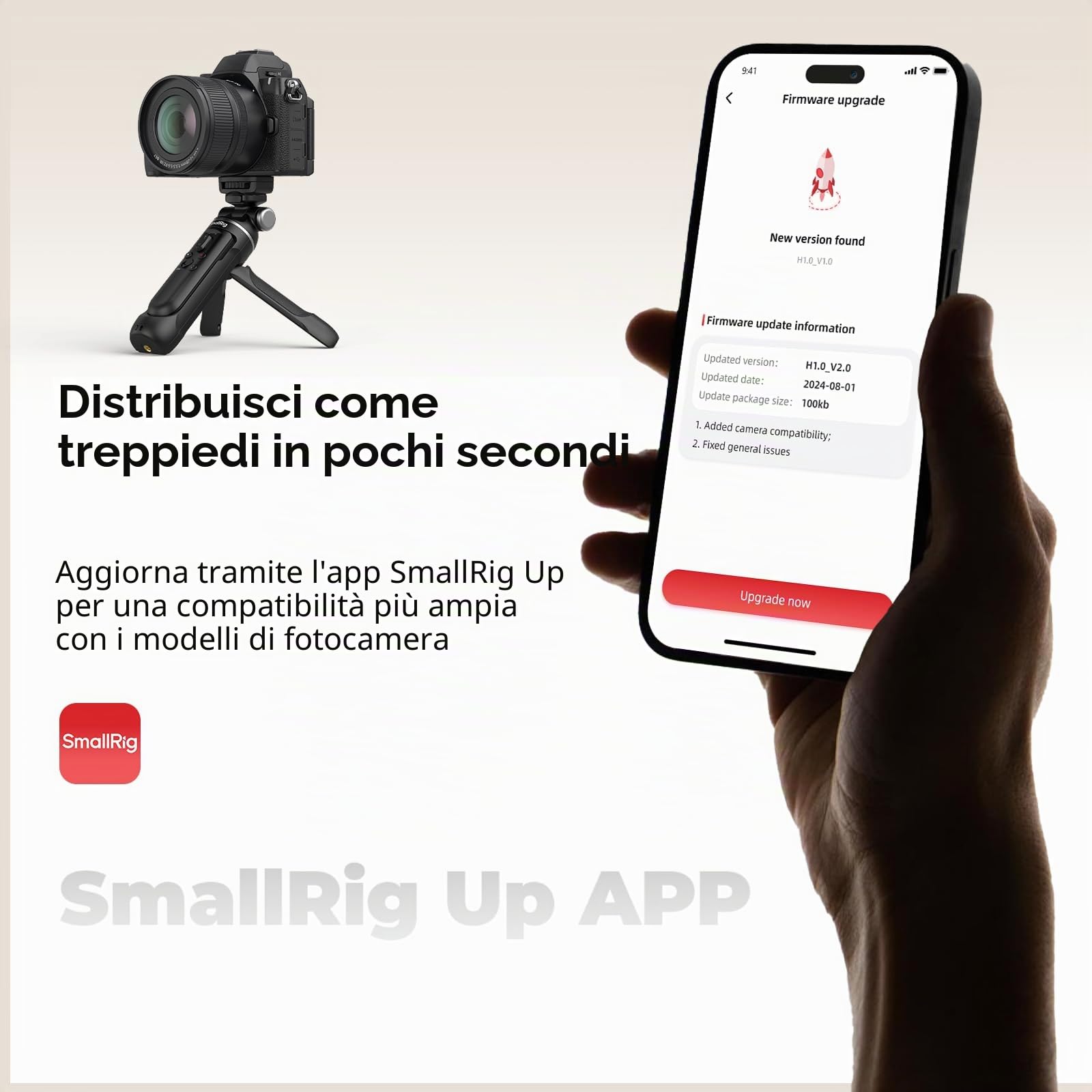 SMALLRIG SR-RG2 Impugnatura per Riprese Wireless Multifunzionale, Selfie Stick Regolabile, Telecamera con Controllo Remoto, per Nikon, per Canon, per Fotocamere Sony Alpha 7 V - 4551