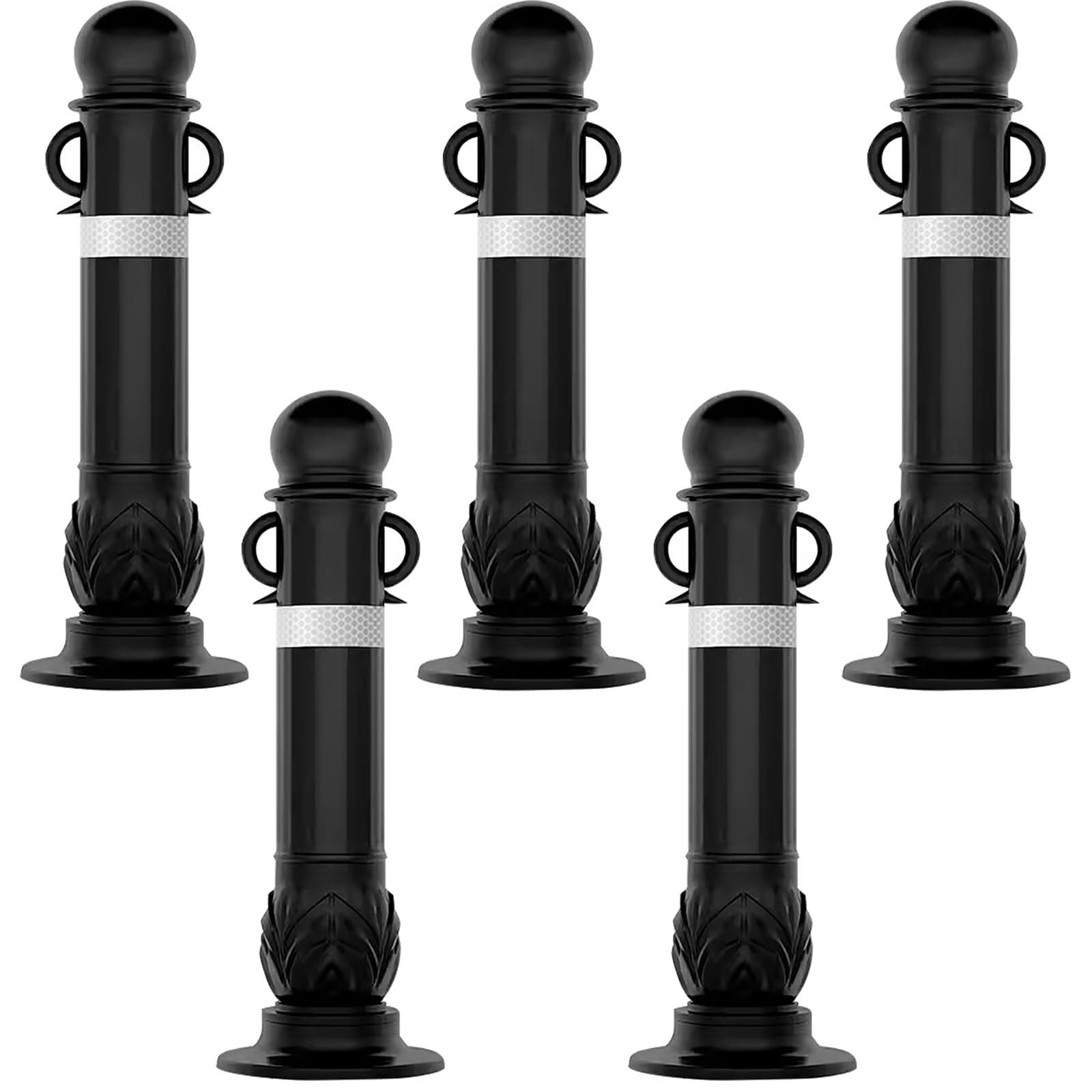 WDSOPK Flexible Traffic neator Bollard Post with Hanging Ears, 31.5in Reflective EVA Safety Cone for Driveway & Parking Lot（Black-24 Pack）