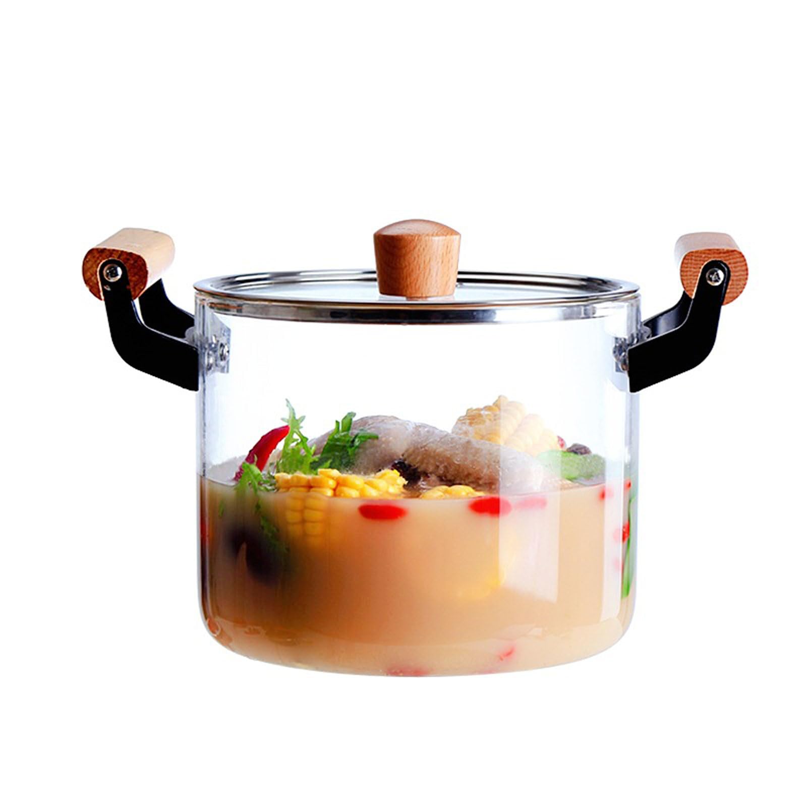 Blissbuilt 5L Glass Saucepan With Cover,Heat Resistant Simmer Pot,Stovetop Cooking Pot With Lid And Handle For Pasta,Noodle,Soup,Milk