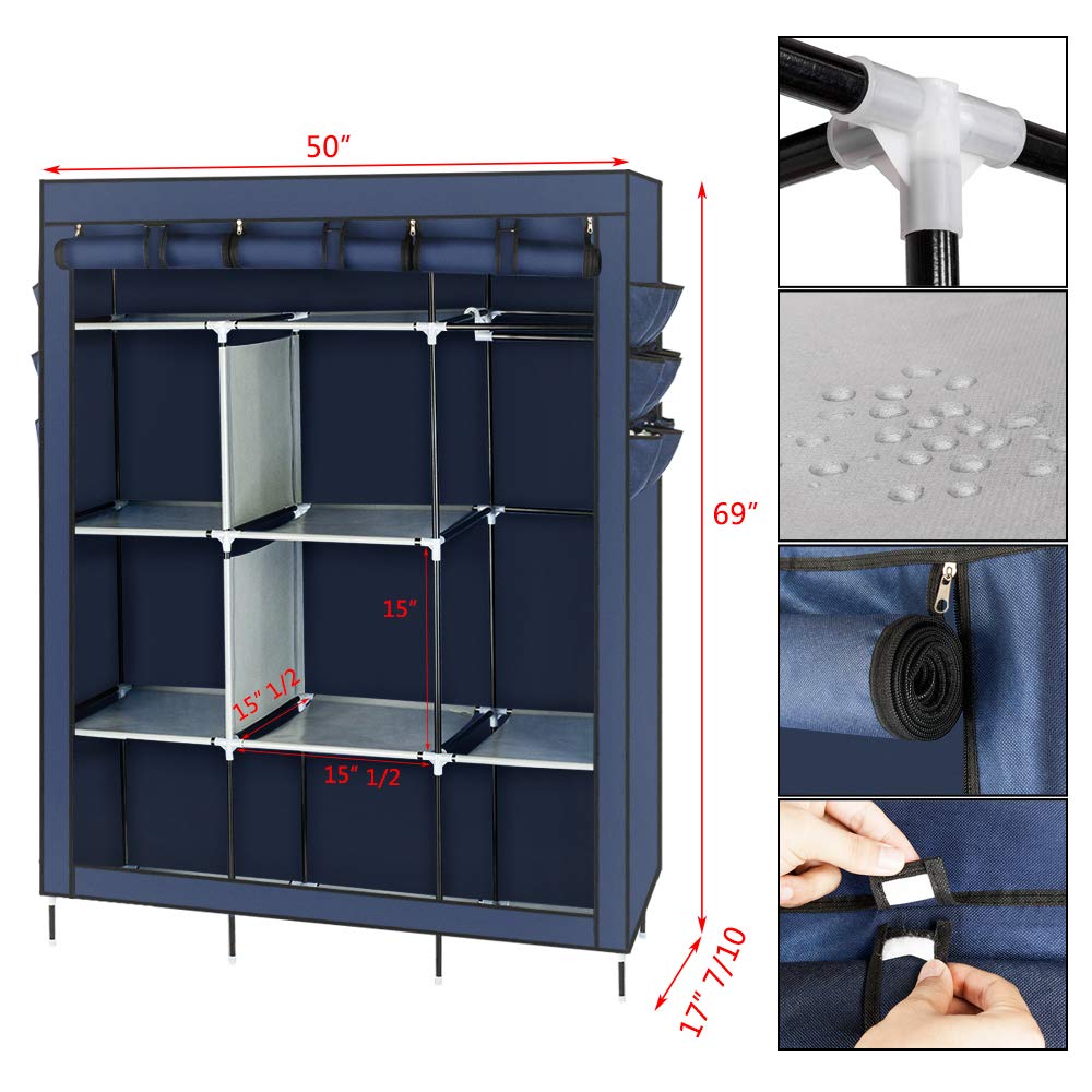 ワードローブ Amazon.com: 69 Inch Portable Clothes Closet Wardrobe Storage