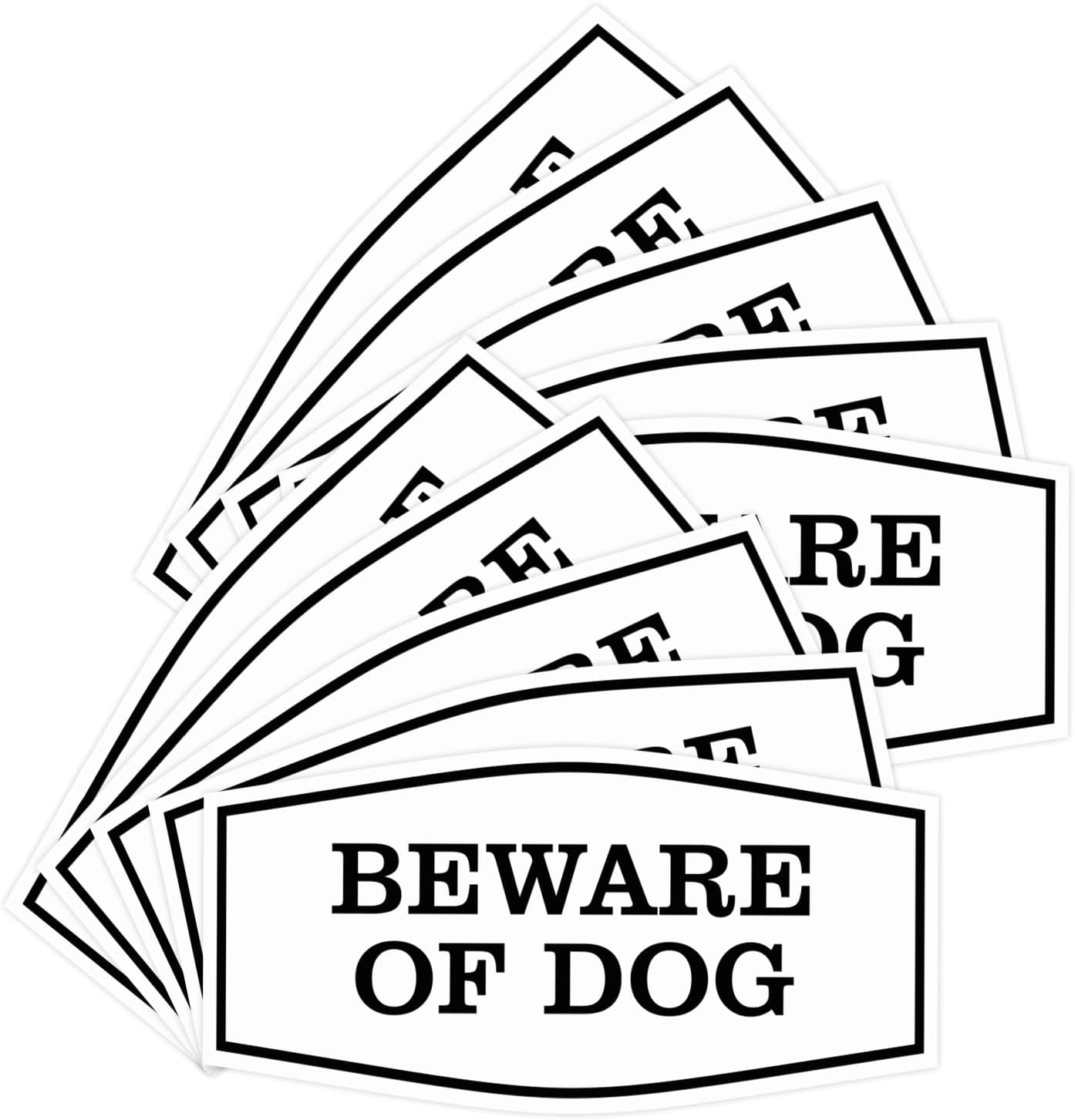 Beware of Dog Wall Sign - Durable, Easy Install (White) - Small 10 Pack