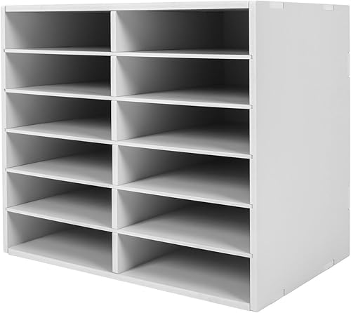 Organizador de literatura, clasificador de archivos de escritorio, centro de correo, armario de almacenamiento de papel con 12 compartimentos de